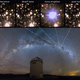 Snapshots of V1213 Cen’s novae life cycle (top), and the position of the star in the sky as seen from the Warsaw telescope dome (bottom). Image: J. Skowron, K. Ulaczyk / Warsaw University Observatory